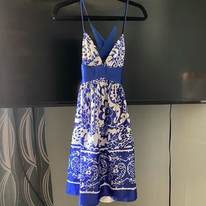 Size 2 Jessica McClintock dress blue and white